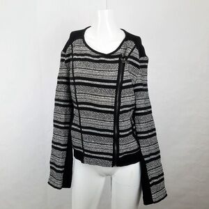 Lou & Grey Size XL Black and Gray Asymmetrical Zip Moto Jacket